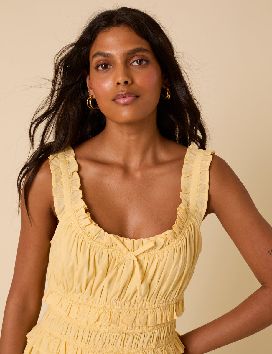 Butter Yellow Sleeveless Ariel Midi Dress