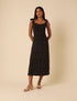 Black Polka Dot Adrian Midi Dress