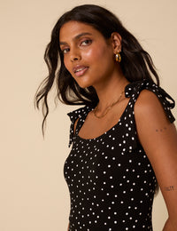 Black Polka Dot Adrian Midi Dress