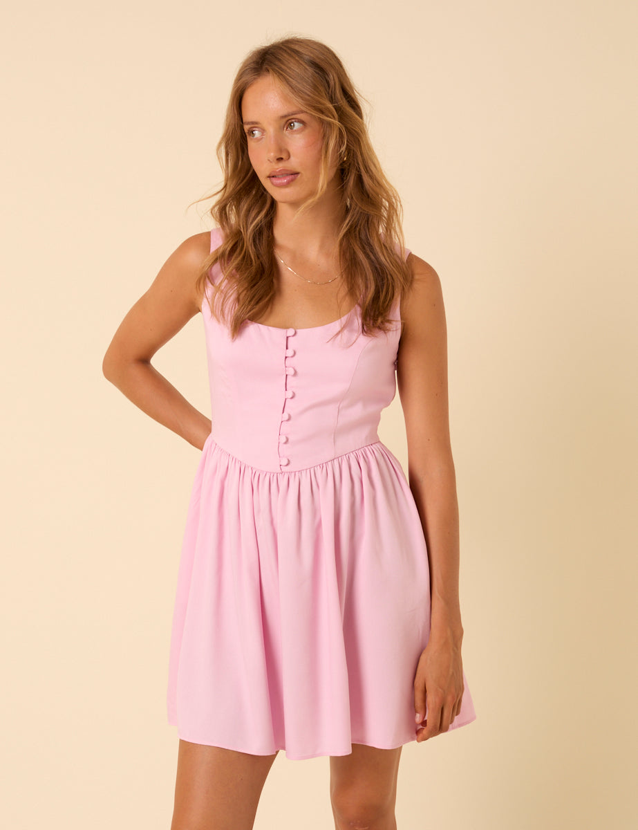 Pink Drop Waist Cora Mini Dress Pink Drop Waist Cora Mini Dress