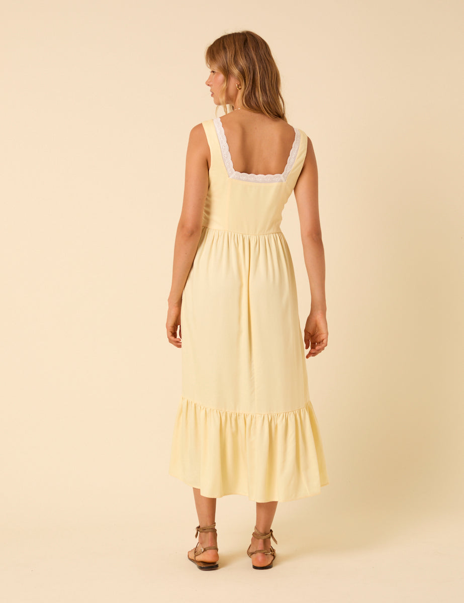 Butter Yellow Heather Midi Dress