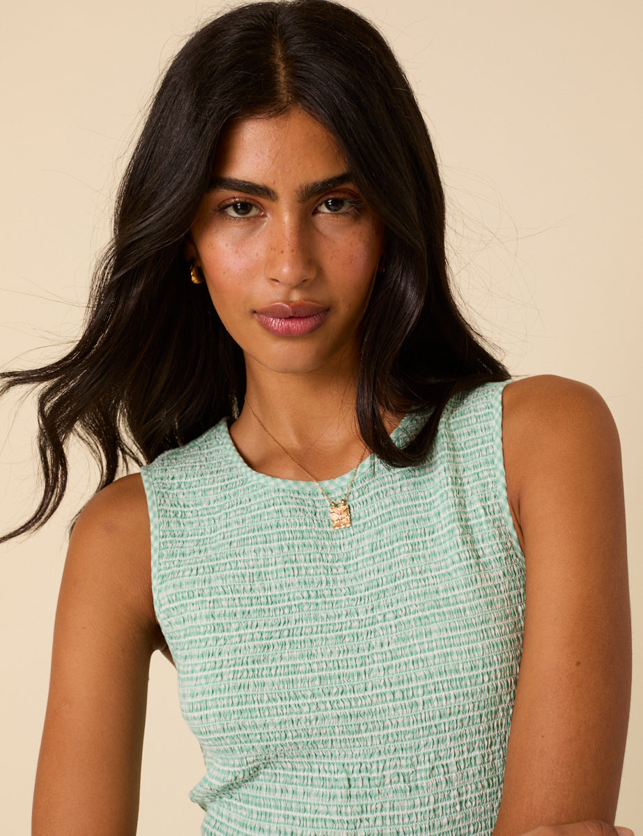 Mint Green Gingham Sleeveless Tiered Charlie Midi Dress Mint Green Gingham Sleeveless Tiered Charlie Midi Dress
