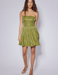 Green Velvet Bandeau Felicity Mini Dress