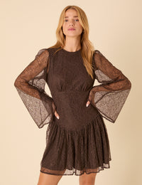 Brown Lace Dimitra Mini Dress