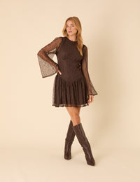 Brown Lace Dimitra Mini Dress