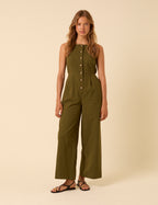 Khaki Green Tailored Peri Jumpsuit