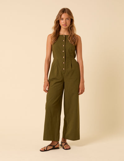 Khaki Green Tailored Peri Jumpsuit