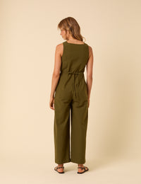Khaki Green Tailored Peri Jumpsuit