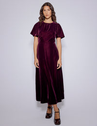 Purple Velvet Allegra Midi Dress