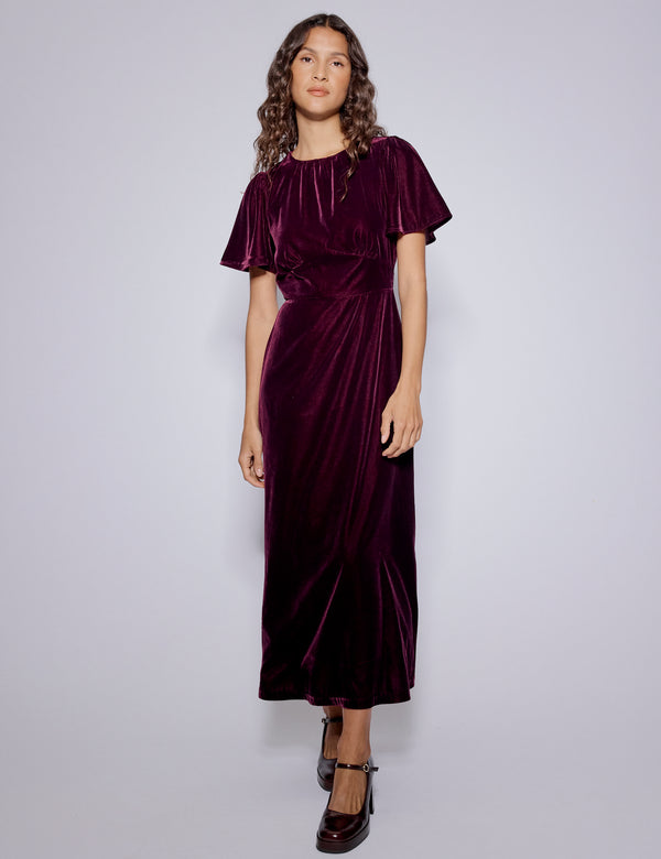 Purple Velvet Allegra Midi Dress