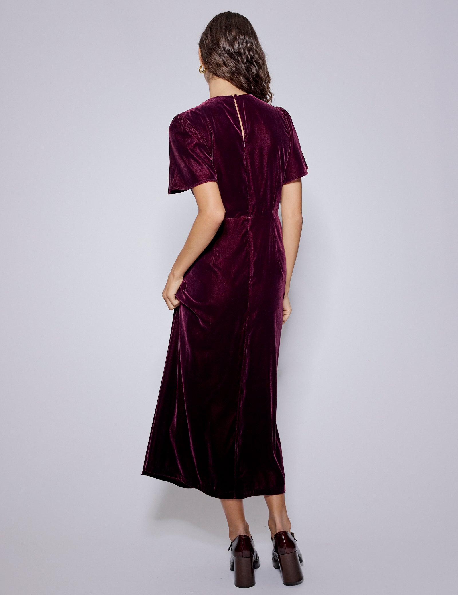 Purple Velvet Allegra Midi Dress