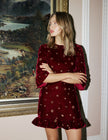 Burgundy Celestial Embroidered Fleur Mini Dress
