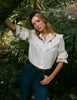 Ivory Floral Embroidered Frill Trim Blouse