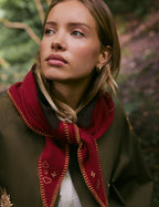 Red Celestial Embroidered Triangle Scarf