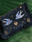 Navy Celestial Embroidered Pouch
