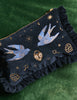 Navy Celestial Embroidered Pouch