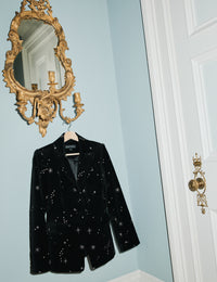 Black Celestial Embroidered Velvet Blazer