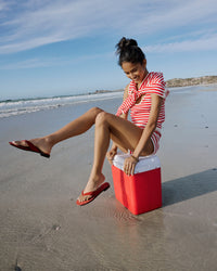 Red Suede Flip Flops