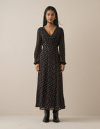 Black Floral Ruched Ines Maxi Dress