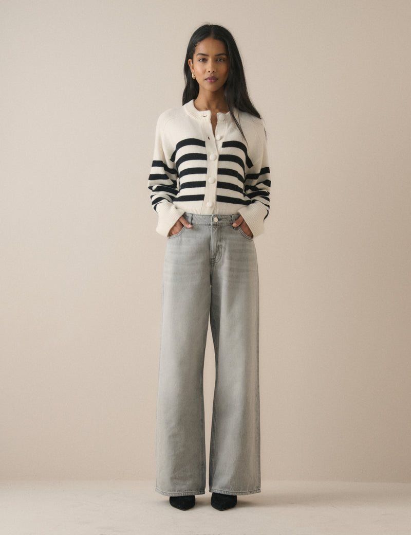 Grey Wide Leg Stepney Loose Jeans