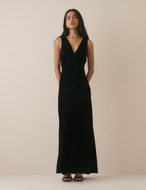 Black Velvet Joey Midi Dress