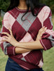 Burgundy Argyle Oversized Wool-Blend Jumper