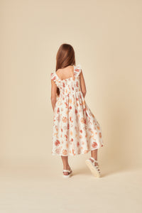 Elizabeth Scarlett Girls White Shell Print Hadley Midi Dress