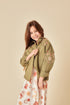 Girls Green Denim Embroidered Shacket