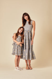 Elizabeth Scarlett Girls Black Gingham Shell Embroidered Skirt