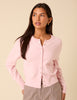 Pink Crew Neck Cardigan