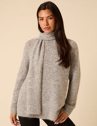 Grey Oversized Scarf Jumper