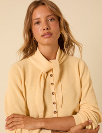 Butter Yellow Neck Tie Scarf Cardigan