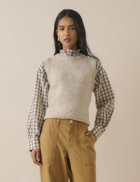 Oatmeal Marl Ribbed Trim Knitted Vest