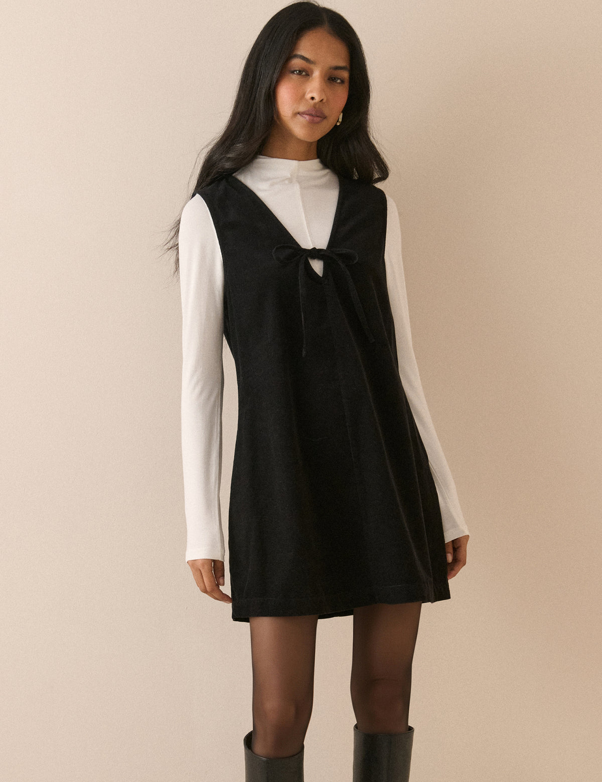 Black Cord Nila Shift Mini Dress
