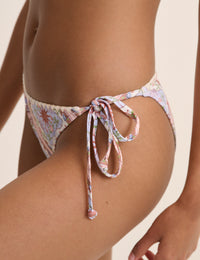 Printed Whipstitch Tie Side Bikini Bottoms