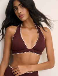 Brown Whipstitch Bikini Top