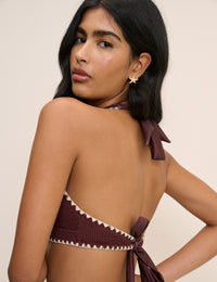 Brown Whipstitch Bikini Top