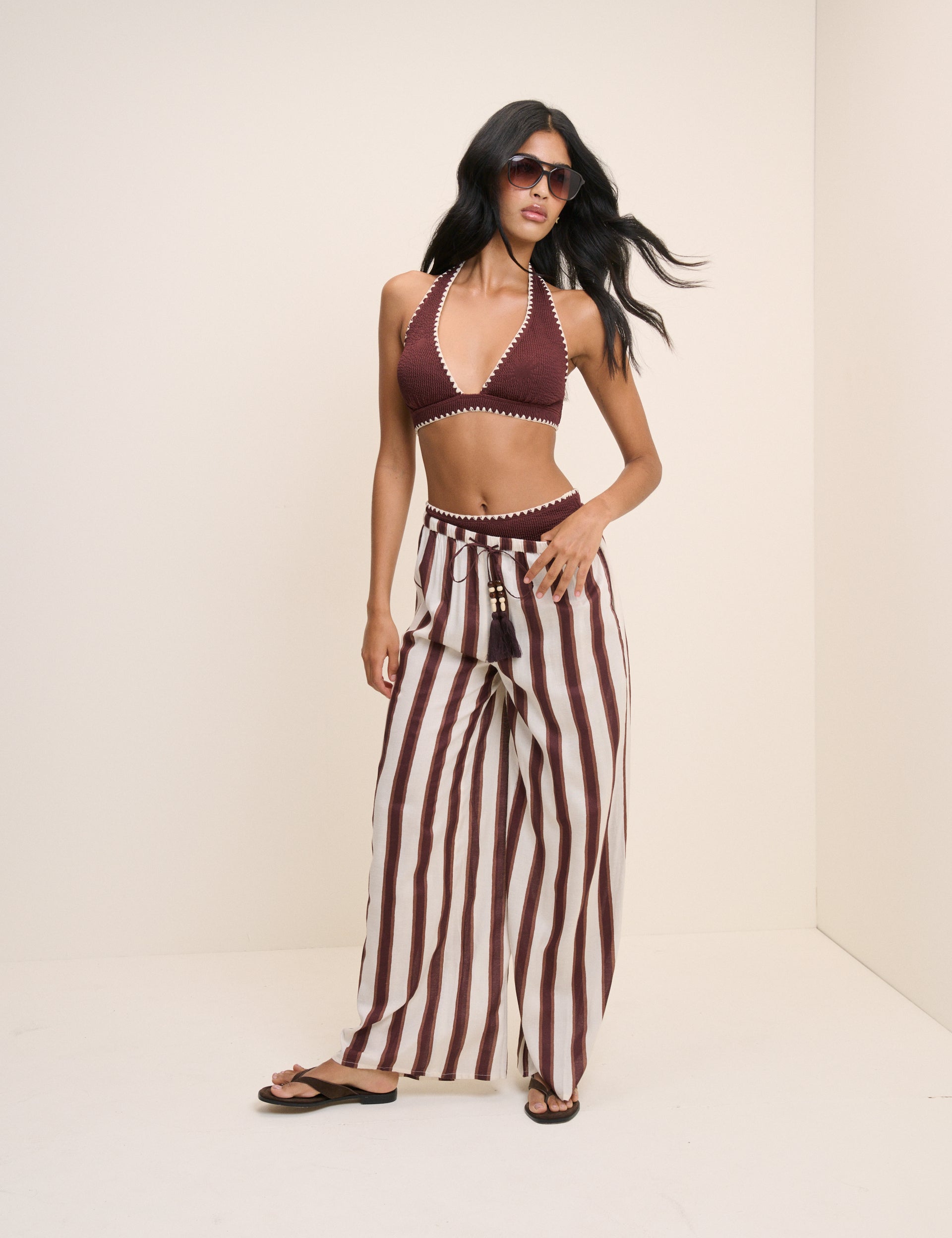 Brown Whipstitch Bikini Top