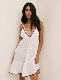White Tiered Mini Beach Dress