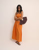 Orange High Waist Midi Skirt