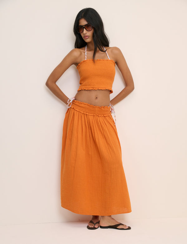 Orange Top & Skirt Beach Set