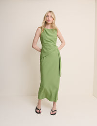 Green Boat Neck Sleeveless Elvie Maxi Dress