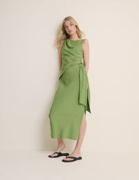 Green Boat Neck Sleeveless Elvie Maxi Dress