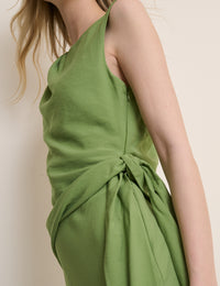 Green Boat Neck Sleeveless Elvie Maxi Dress