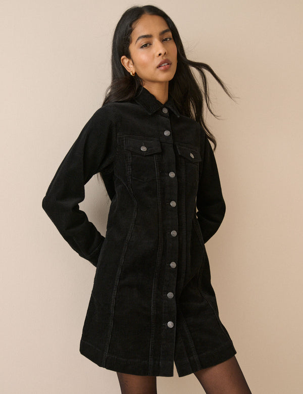Black Cord Sheena Shirt Dress