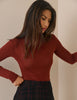Burgundy Merino Wool Roll Neck Top