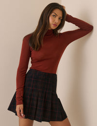 Burgundy Merino Wool Roll Neck Top