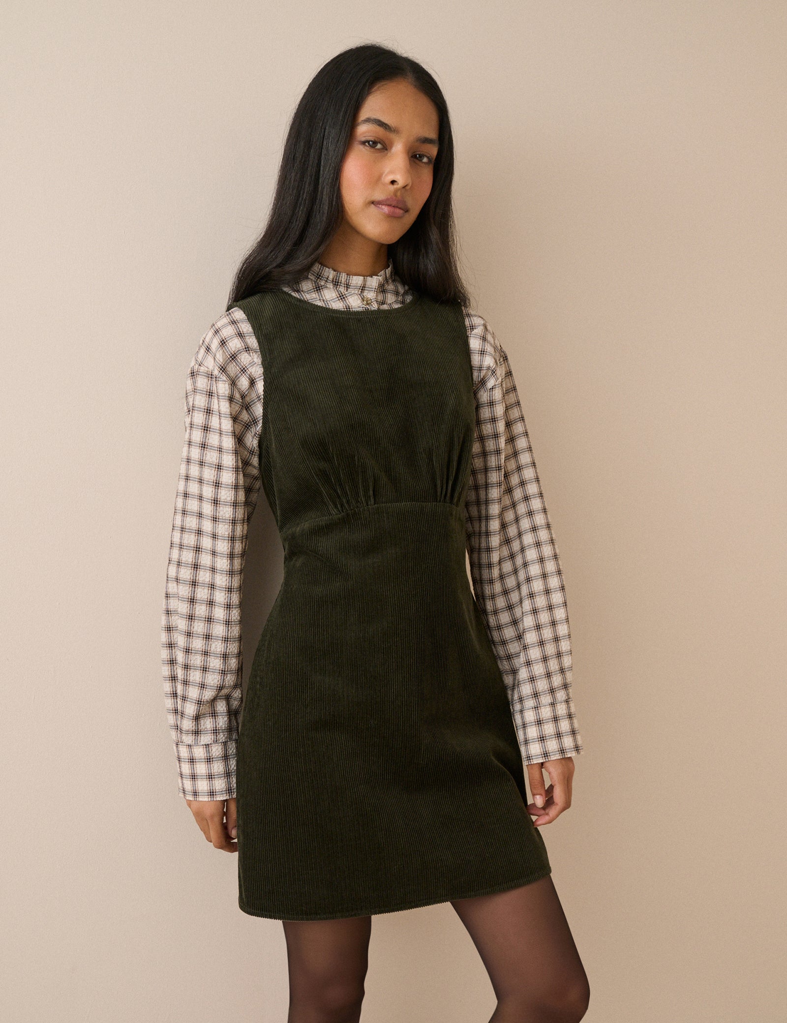 Green Cord Vicky Mini Dress