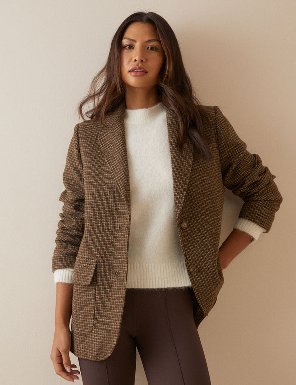 Brown Heritage Check Patch Pocket Blazer