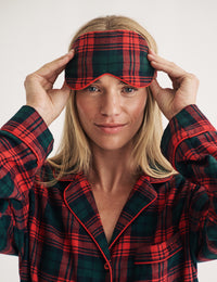 Red Tartan Check Eye Mask